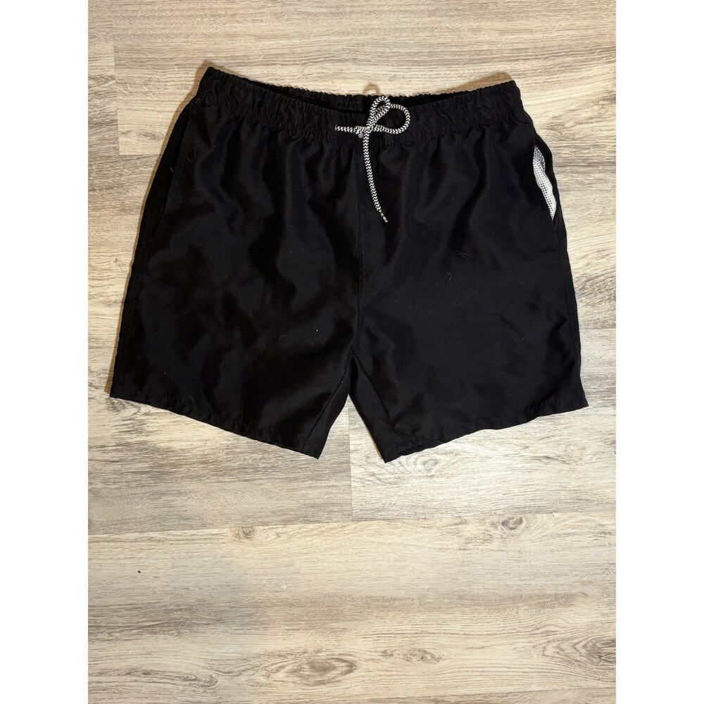 Andrew Scott Men's Swim Shorts S Blue Navy Black Drawstring Back Pocket Lined